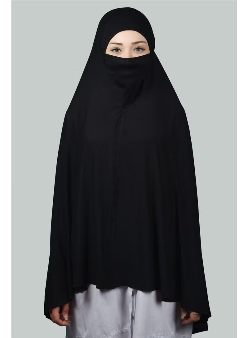 Altobeh طرحة جاهزة عملية مع حجاب ونيكاب - غطاء صلاة سوفليه (5XL) - أسود - Image 3